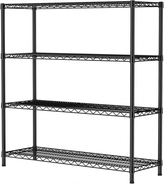 SINGAYE 4 Shelves Adjustable Shelf Heavy Duty Shelf 1400LBS Wire Storage Shelving Metal Organizer Wire Rack Black 18Dx46Wx59H - ModernBath
