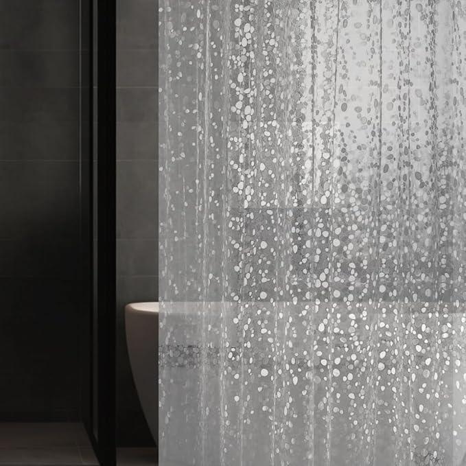 Hereisa Extra Long 3D Pebble Pattern Waterproof Shower Curtain Liner EVA Shower Curtain with 3 Bottom Magnets, Shower Liner for Shower Stall, Bathtubs, 72 x 92 - ModernBath