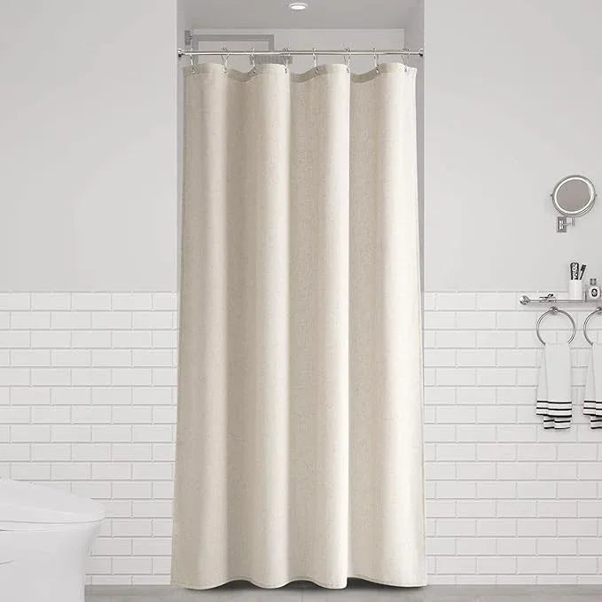 Naturoom 42 Inch Shower Curtain - Stall Narrow Half Green Linen Ultra Thick Fabric Shower Curtain Set with Hooks, Boho Farmhouse Rustic RV Camper Bath Curtains for Bathroom, Apricot, 42x72 - ModernBath