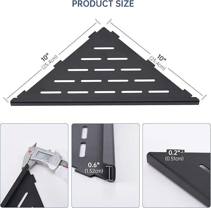 DAYONE Matte Black Corner Shower Shelf 2 Pack 10", Bathroom Corner Shower Organizer Shelf for Tiled Wall, SUS304 Stainless Steel Recessed Corner Shelves - ModernBath