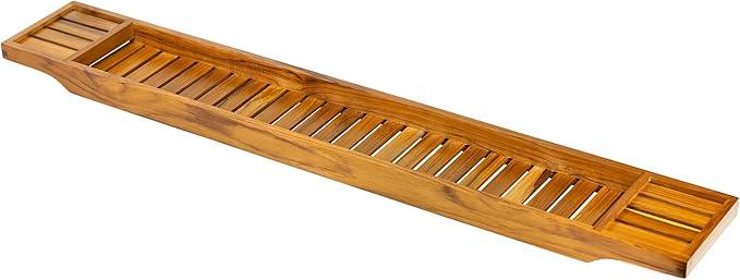 VaeFae Teak Bathtub Tray, Wooden Bath Caddy for Bathtub, Bath Tub Wood Table for Tub, 39.8" x 6" x 1.8" - ModernBath