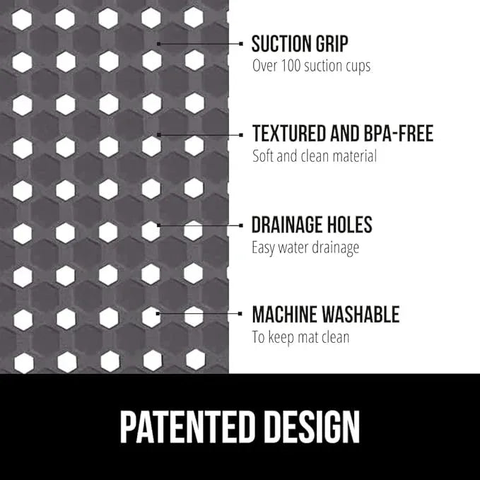 GORILLA GRIP Patented Square Shower Stall Mat, Small Bathtub Floor Mats for Stand Up Showers, Suction Cups and Drain Holes, Machine Wash, Soft on Feet, Bathroom Accessories 21x21 Inch, Charcoal Opaque - ModernBath