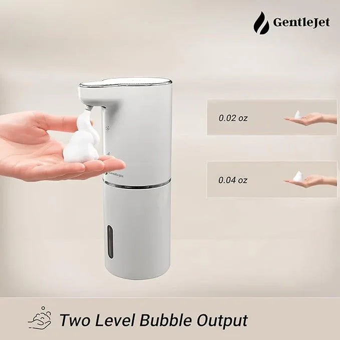 GentleJet JetFoam Automatic Foam Soap Dispenser - Touchless Electric Soap Dispenser, USB-C Rechargeable, Adjustable Foam Levels, 10 oz Countertop Hands-Free Soap Pump for Bathroom & Kitchen (White) - ModernBath