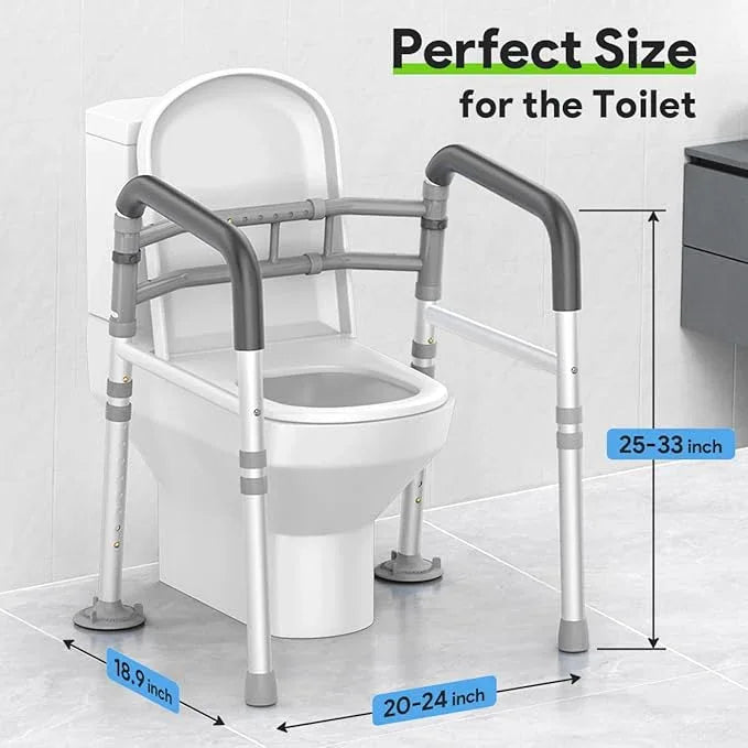 Delog Toilet Safety Rails 300 lb - Adjustable Toilet Safety Frame & Rails, Toilet Safety Rail for Elderly Adults, Toilet Handles for Seniors, Toilet Bars for Elderly & Handicap (Gray) - ModernBath