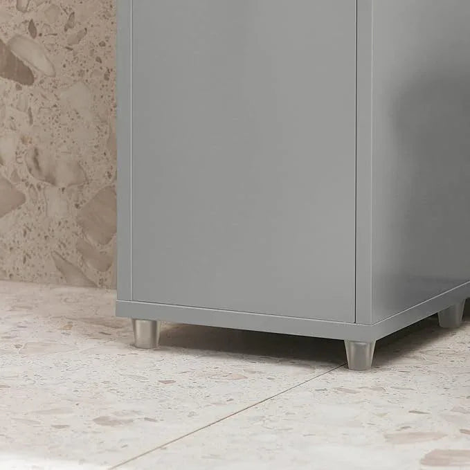 SoBuy Bathroom Narrow Storage Cabinet Skinny Tall Unit with Adjustable Shelves Slender Anti-Tipping Floor Standing Cupboard, Gray BZR34-HG - ModernBath
