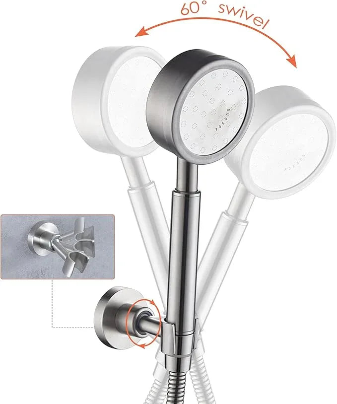 PHASAT Handheld Shower Head Holder Adjustable 304 Stainless Steel Handheld Shower Head Bracket Holder Wall Mount,Shower Wand Holder Brushed Nickel,A13021N - ModernBath