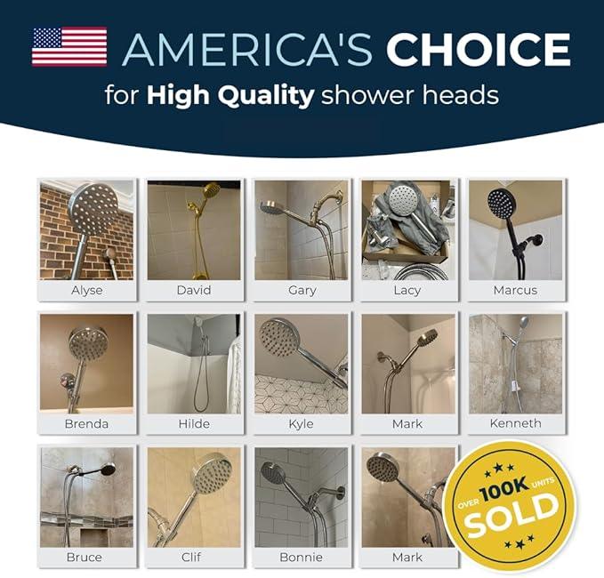HammerHead Showers® Solid Metal LOW FLOW Handheld Shower Head with Hose and Brass Holder - CHROME – Water Saving 1.75 GPM Detachable Shower Head - Adjustable Shower Wand Bracket & 6ft Hose - ModernBath