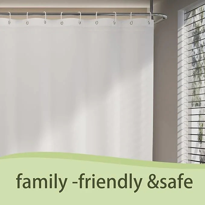 Poposa Bathroom Shower Curtain Liner, PEVA Waterproof Transparent, 72 x 72 inches, Heavy Duty Shower Curtain, Metal Grommets, 10G White - ModernBath