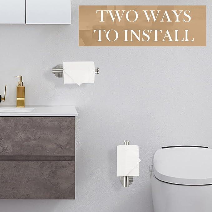 Toilet Paper Holder - Self Adhesive Toilet Paper Holder Wall Mount for Bathroom, SUS 304 Stainless Steel Command Strip Toilet Paper Roll Holder Stick On Wall, No Drilling - Brushed Nickel - ModernBath
