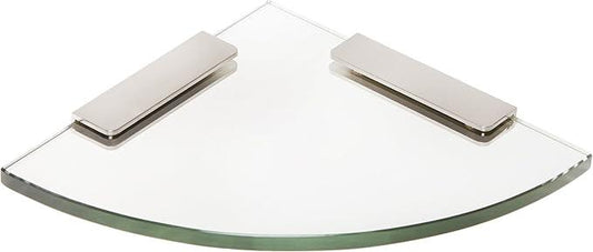 Spancraft Glass 4REC6QR-BR Quarter Round Glass Shower Shelf with 4" Rectangle Clamp, Brushed Nickel Bracket, 6" - ModernBath