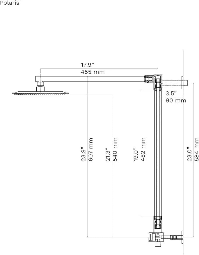 Fennocasa Polaris 1 Rain Shower System, includes 8” Rainfall Shower Head with High Pressure Handheld Combo, 3-Setting Handheld Spray, Height Adjustable Spray Holder, 60” Hose (Chrome) - ModernBath