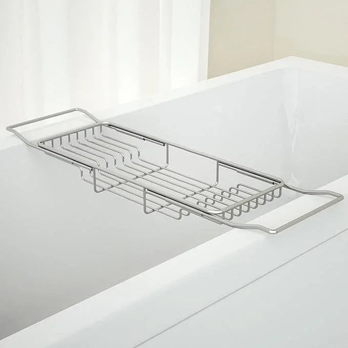 GIYDNEI Stainless Steel Bathtub Caddy Tray, Expandable Bath Tub Table, Adjustable Bathroom Tray, Bath Organizer Tub Shelf,Silver,26.8~35.4in - ModernBath