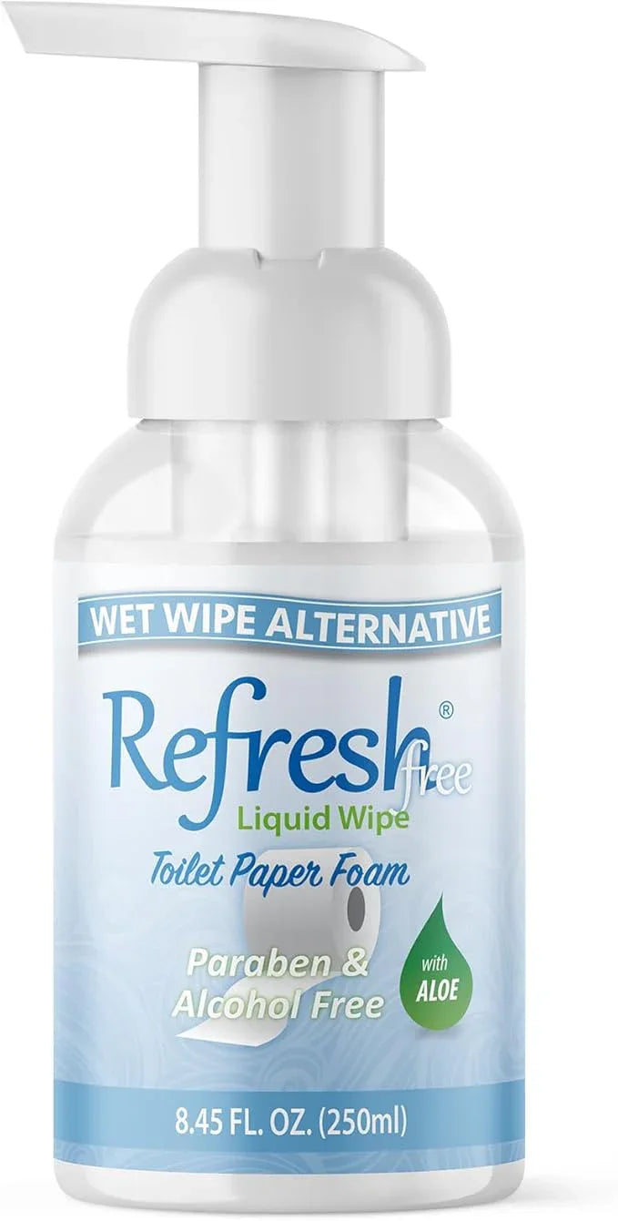 Refresh Liquid Wipe Free - Toilet Paper Foam for Sensitive Skin - Flushable Wet Wipe Alternative - Cleanses & Soothes with Witch Hazel & Aloe - Alcohol & Paraben Free, 250ml (8.45 oz) (1 Pack) - ModernBath