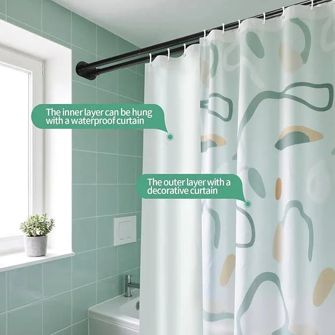 Anndason Double Shower Curtain Rod 28 to 51 Inches Elegant Double Shower Rod Adjustable Wall Mounted Double Shower Curtain Pole for Bathroom (Black, 28 to 51") - ModernBath