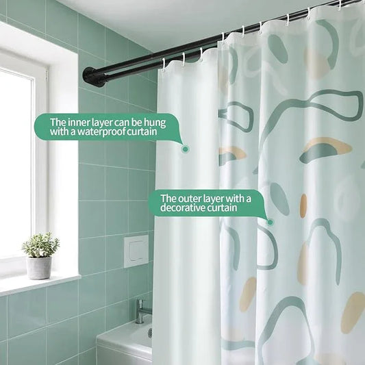 Anndason Double Shower Curtain Rod 28 to 75 Inches Elegant Double Shower Rod Adjustable Wall Mounted Double Shower Curtain Pole for Bathroom (Black, 28 to 75") - ModernBath