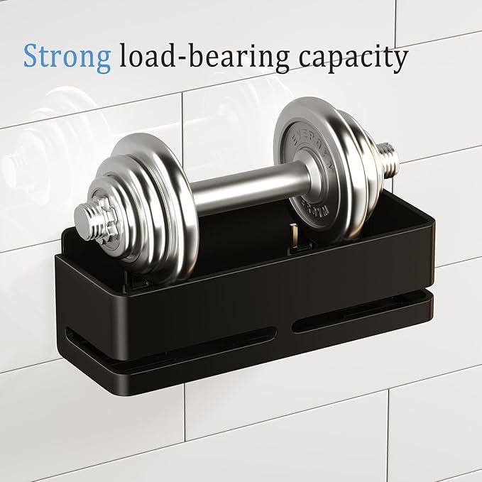Bathroom Storage Rack (5-Piece Set), Wall-Mounted Shelf with soap Dish and Toothbrush Holder, no Drilling Required, Ideal for Bathroom Storage and Also Suitable for Kitchen (Black) - ModernBath