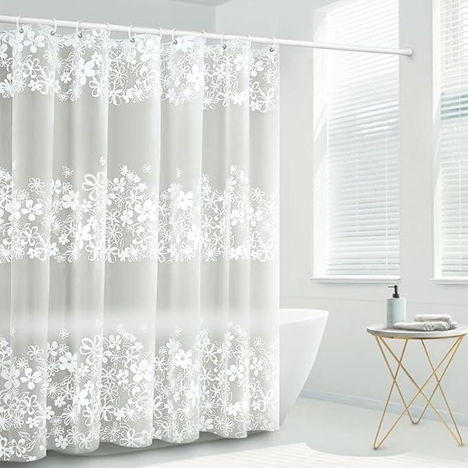 TIKABC Shower Curtain Liner, 4G PEVA Shower Liner, Plastic Waterproof Shower Curtains, 72x72 inch with Grommet Holes 3 Magnetic Weights - ModernBath