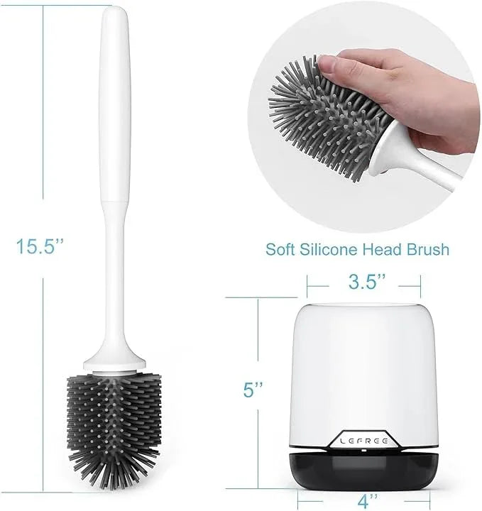 Lefree 3 Pack Silicone Toilet Bowl Brush and Holder Set with Ventilated Holder, Floor Standing & Wall Mounted Toilet Scrubber - ModernBath