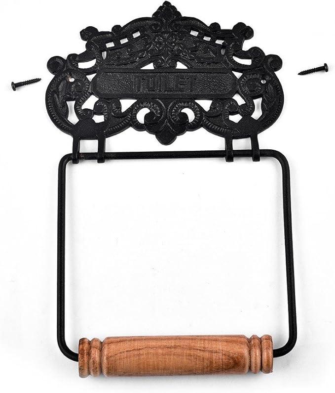 Renovators Supply Toilet Paper Holder - Antique Wall Mount Toilet Paper Holder - Sanitary Paper Holder - Vintage Bathroom Decor - Colonial Tissue Holder - Black, Princess Crown, Pack of 1 - ModernBath