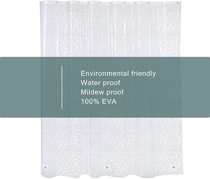 LQFMEHOT EVA Clear Shower Curtain Liner, 3D Water Cube 5G Shower Liners with 12 Rustproof Metal Grommets and Weighted Magnets, Waterproof Duty for Bathroom 72 x 72 - ModernBath