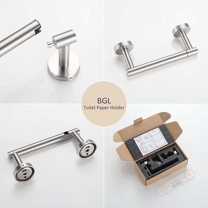 BGL Toilet Paper Holder Brushed Nickel Wall Mount, Brush Nickel Bathroom Toilet Paper Holder Brushed Nickel SUS 304 Stainless Steel, Double Post Pivoting Toilet Paper Roll Holder for Bathroom RV - ModernBath