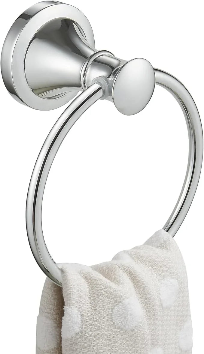 BESy Polished Chrome Bathroom Hand Towel Ring Towel Holder, Rustproof Wall Mounted Bathroom Hardware Accessory SUS 304 Stainless Steel Towel Rack - ModernBath