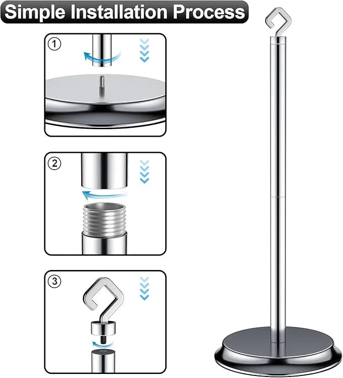 Toilet Paper Holder for Bathroom, Metal Free Standing Toilet Paper Storage with Rustproof, Tissue Paper Roll Stand for Bathroom Accessories (Poilshed Chrome) - ModernBath