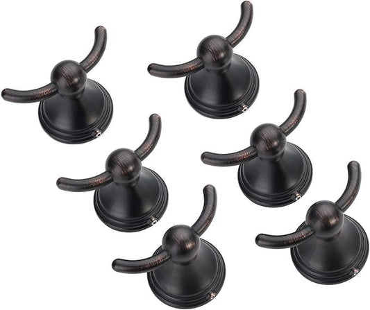 FILTA Bathroom Towel Hooks, Oil Rubbed Bronze Robe & Towel Hooks for Wall Mounted, Traditional Towel and Robe Hooks for Hanging Towels, Bath Towel Holder for Shower(6 Pack) - ModernBath