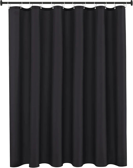 Biscaynebay Fabric Shower Curtain Short Stall Liners 72" Width by 65" Length, Black Water Resistant Bathroom Curtains, Rust Resistant Grommets Top Weighted Bottom Machine Washable - ModernBath