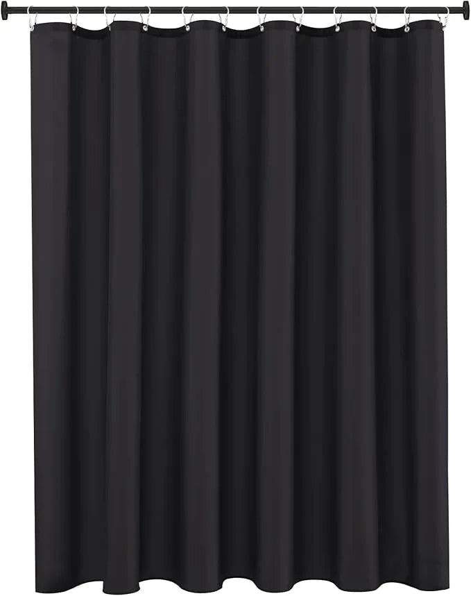 Biscaynebay Long Shower Curtain Fabric Liners 72" Width by 78" Length, Black Water Resistant Bathroom Curtains, Rust Resistant Grommets Top Weighted Bottom Machine Washable - ModernBath