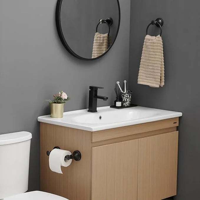 RUMOSE Toilet Paper Holder and Hand Towel Ring Oil Rubbed Bronze Wall Mount Bathroom Hardware Accessories 2 PCS Set Flexible Pivoting Toilet Tissue Roll Holder and Towel Hanger, Stainless Steel - ModernBath