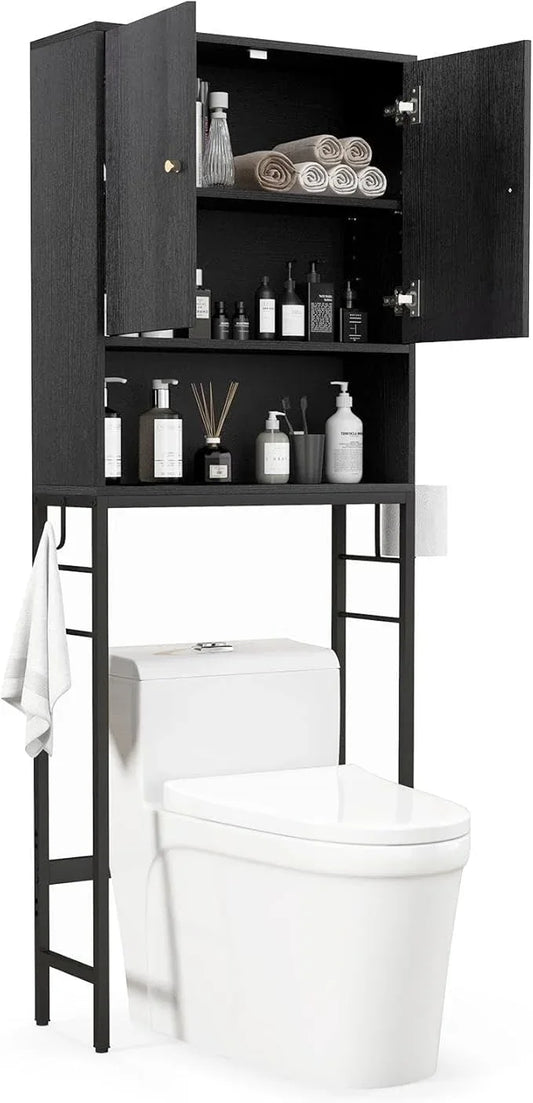 Over-The-Toilet Storage Cabinet, Freestanding Bathroom Organizer with Metal Frame, Adjustable Shelf & Open Compartment, Space Saver for Toilet & Laundry Room - ModernBath