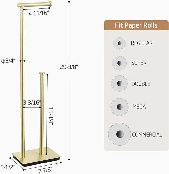 KES Free Standing Bathroom Toilet Paper Roll Holder, Toilet Paper Holder Stand with Weighted Base SUS304 Stainless Steel Brushed Gold, BPH286S1B-BZ - ModernBath