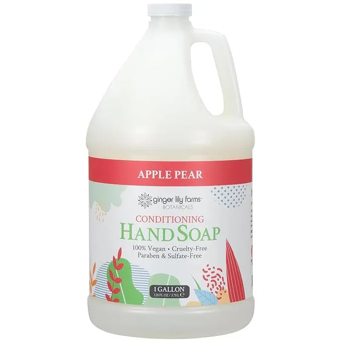 Ginger Lily Farms Botanicals All-Purpose Liquid Hand Soap Refill, 100% Vegan & Cruelty-Free, Apple Pear Scent, 1 Gallon (128 fl. oz.) - ModernBath