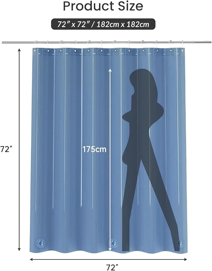 AmazerBath Premium EVA Shower Curtain Clear Blue, Luxury Shower Curtain Blue Jelly-Like Soft, Waterproof Bathroom Curtain with 3 Weighted Stones and 12 Grommets, Recyclable Packaging - ModernBath