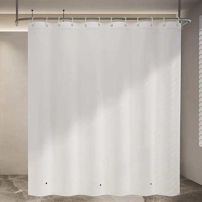 Poposa Shower Curtain Liner, 72" x 72", Waterproof, Transparent, PEVA, Non-Toxic, Odorless, Rust-Proof Metal Rings, 5 G White - ModernBath