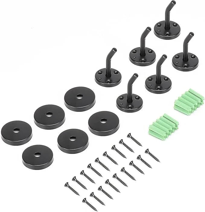 NearMoon Coat Hooks, Wall Mount Hooks for Hanging Hat Hurse Robe, 304 Stainless Steel Heavy Duty Towel Hangers for Bathroom Livingroom Hotel Kitchen Garage, 6 Pack (2 Inch, Matte Black) - ModernBath