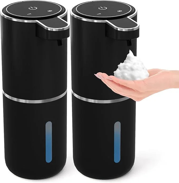 2 Pack Automatic Foaming Soap Dispenser,Touchless Foam Soap Dispenser,12.8oz Rechargeabled Wall Mounted Smart for Bathroom and Kitchen Dish Soap,Easy for Toddlers(Black) - ModernBath