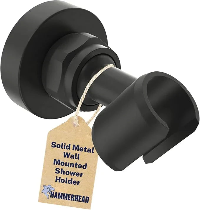 HammerHead Showers Solid Metal Handheld Showerhead Holder Wall Mount, Adjustable Screw-Mounted Pivot Ball, Shower Hose Holder, Fits Most Handheld Showerheads, Matte Black - ModernBath