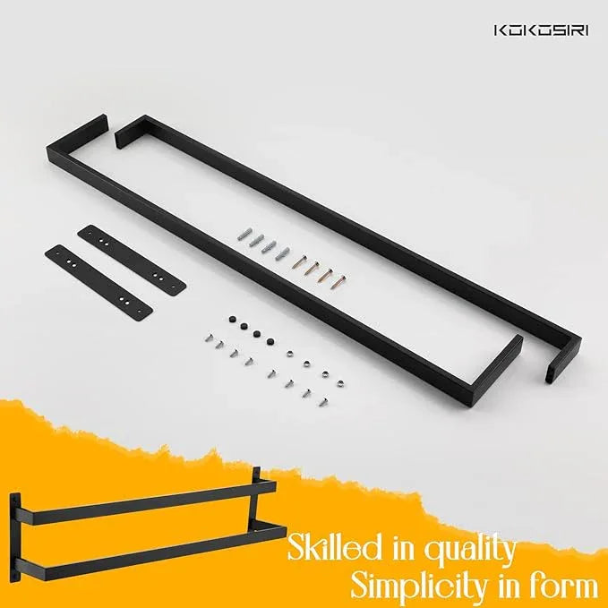 KOKOSIRI Towel Bars Black Bath Towel Holders 32 Inches Bathroom 2-Tiers Ladder Towel Rails Wall Mounted Towels Shelves Rack Stainless Steel, B5008BK-L32 - ModernBath
