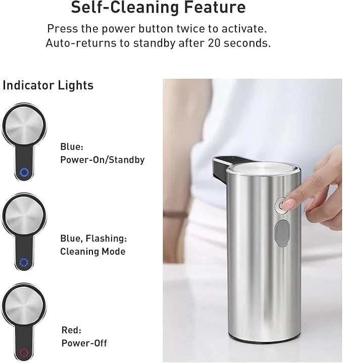 EKO Aroma Touchless Automatic Soap Dispenser for Kitchen and Bathroom, Liquid Hand Soap Dispenser, Water-Resistant and Rechargeable, 9 fl oz (Stainless) - ModernBath
