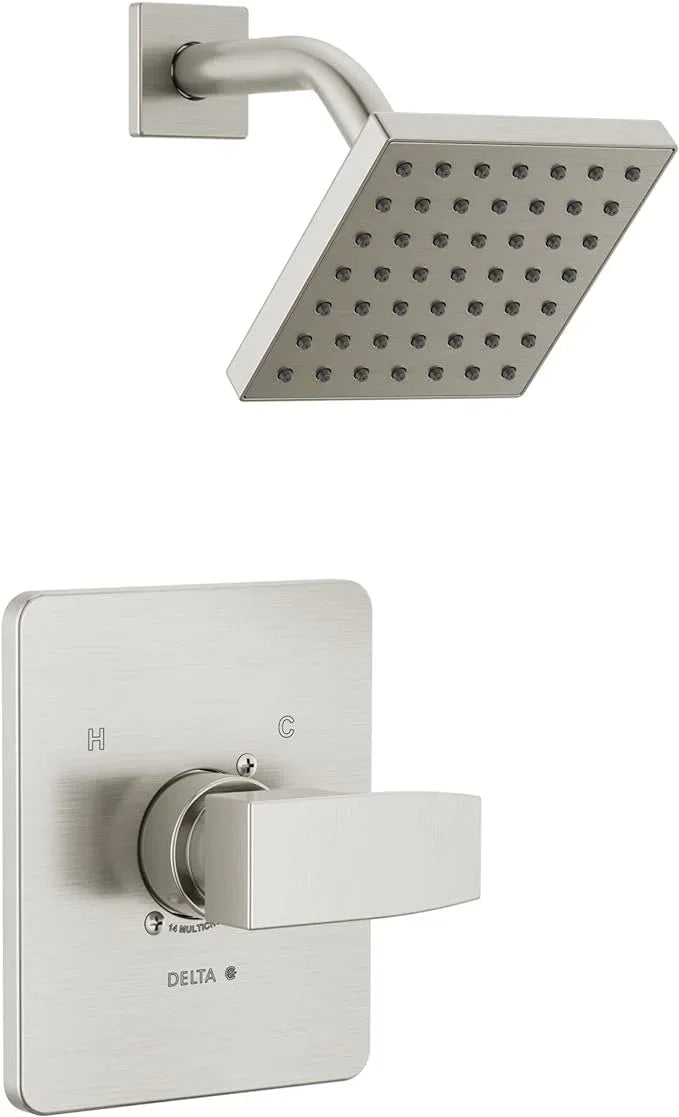 Delta Modern 14 Series Shower Faucet Set, Brushed Nickel Shower Head and Handle Set, Valve Trim Kit, Stainless T14267-SS-PP (Valve Not Included) - ModernBath