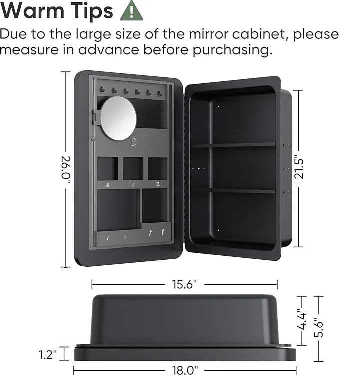 Rresyet 18×26 Bathroom Mirror Cabinet with 3X Magnifying Mirror, Adjustable Shelves, Bathroom Mirror with Storage, Recessed or Wall Mounted Medicine Cabinet for Jewelry,Masks & Beauty Tools - ModernBath