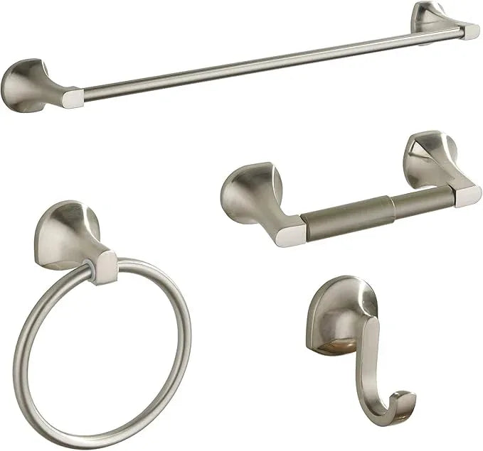 BGL Bathroom Hardware Set Brushed Nickel Adjustable Expandable Towel Bar 4-Piece Bathroom Accessory Set Wall Mounted Robe Hook Toilet Paper Holder Towel Ring Towel Bar - ModernBath