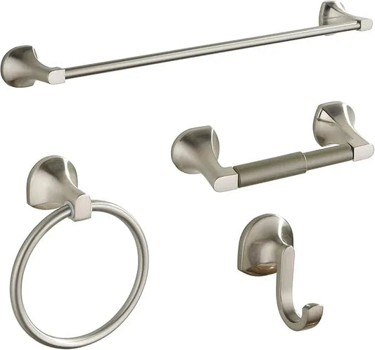 BGL Bathroom Hardware Set Brushed Nickel Adjustable Expandable Towel Bar 4-Piece Bathroom Accessory Set Wall Mounted Robe Hook Toilet Paper Holder Towel Ring Towel Bar - ModernBath