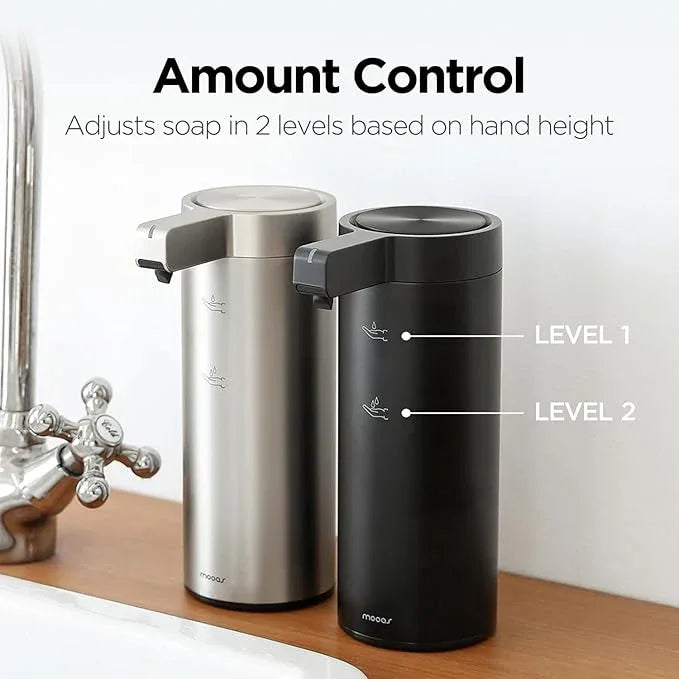 Automatic Liquid Soap Dispenser Stainless Steel Touchless Hand Soap Dispenser with Waterproof IPX5 Motion Sensor Dish Soap Dispenser for Kitchen Bathroom (Rechargeable (Black)) - ModernBath