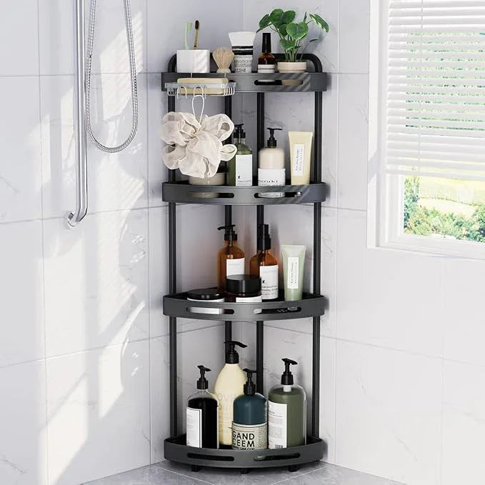 Corner Shower Caddy Stand, 4 Tier Standing Shower Organizer with Soap Holder, Rustproof Shower Shelves for Bathroom Shampoo Storage, Grey - ModernBath