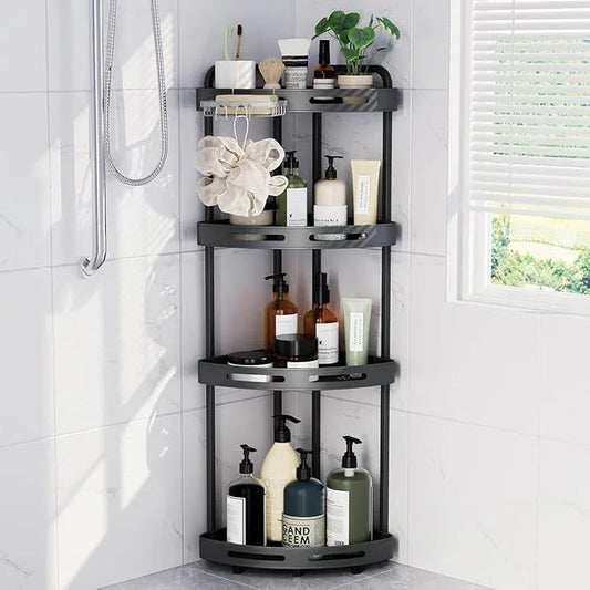 Corner Shower Caddy Stand, 4 Tier Standing Shower Organizer with Soap Holder, Rustproof Shower Shelves for Bathroom Shampoo Storage, Grey - ModernBath