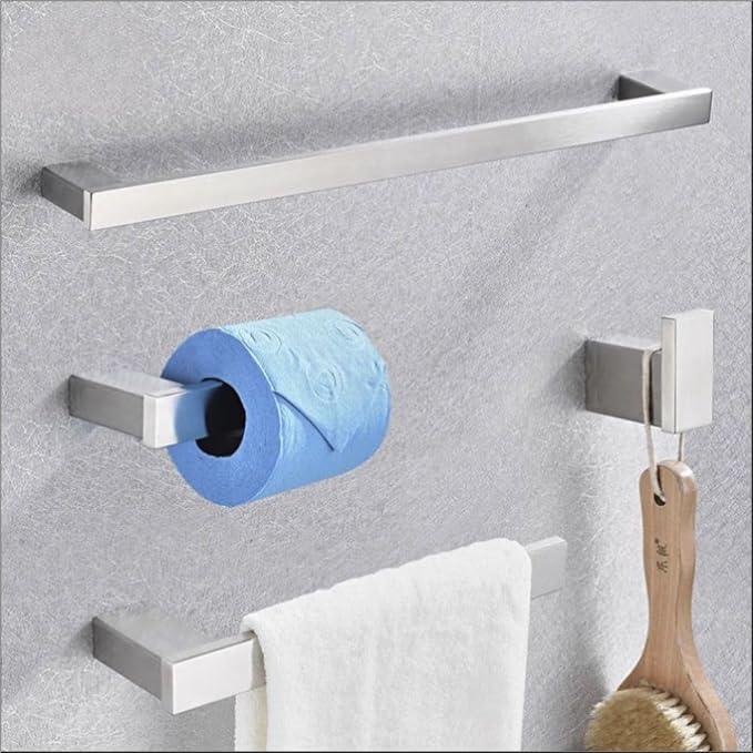 SOFTINOX Bathroom Accessories Set, 4 Piece Brushed Stainless Steel Bathroom Hardware Set, SUS 304, Wall Mounted Towel Bar Kit - ModernBath