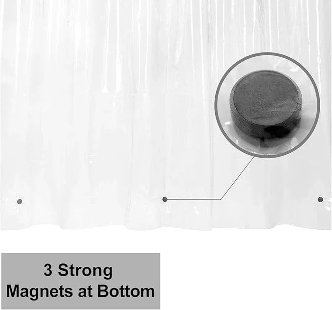 Barossa Design Narrow Shower Curtain Liner with 3 Magnets - 36" x 78", Waterproof PEVA Shower Liner for Small Long Bathroom Stall, PVC Free, Metal Grommets - Clear, 36X78 - ModernBath
